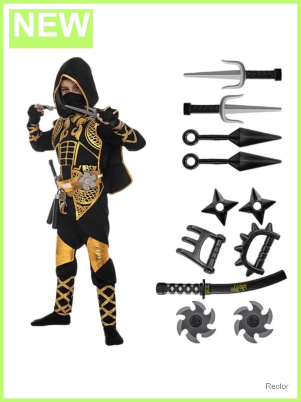 Kids Ninja Costume Set Jumpsuit Foam Accessories Halloween Cosplay